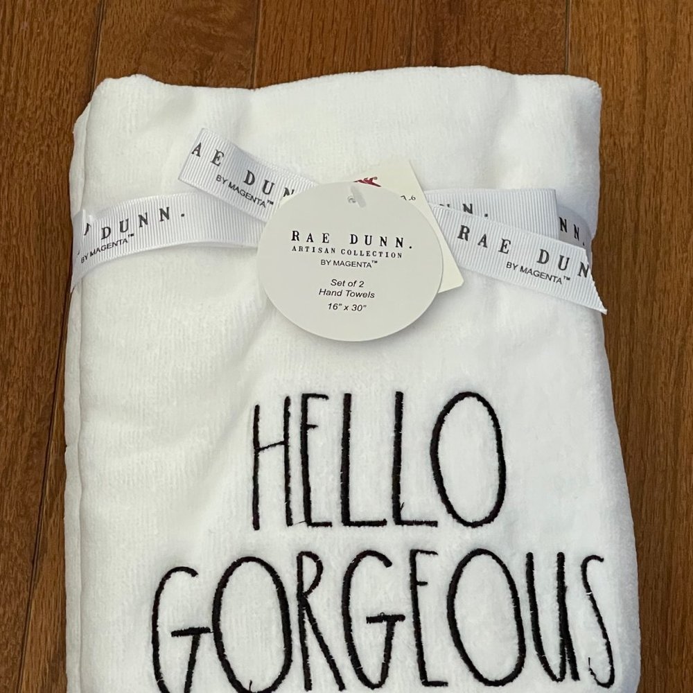 New Rae Dunn by Magenta Hello Gorgeous Hand Towel Set - Picture 4 of 5